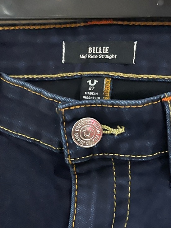 NWOT True Religion Women's Billie Mid Rise Dark Blue Straight Leg Jeans - Picture 5 of 8